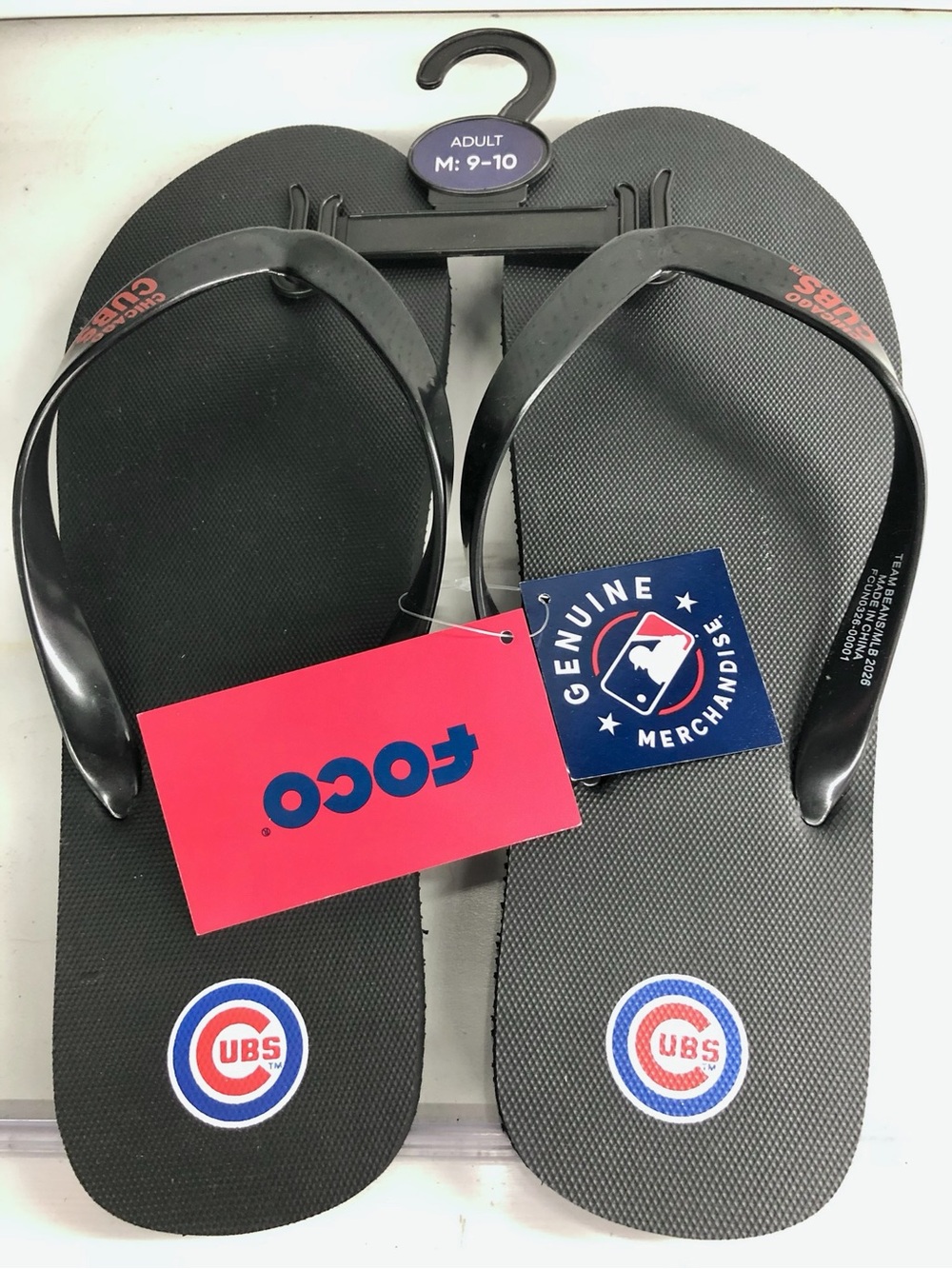 NEW Chicago Cubs MLB Sandals Flip Flops Black XL Women’s Unisex